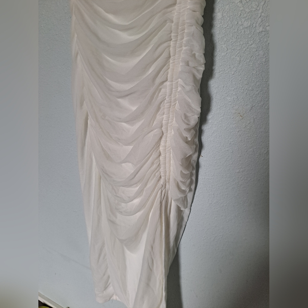 Fashion Nova White Ruched Dress - Picture 4 of 8
